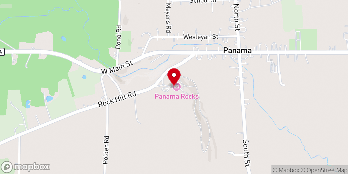 Map showing location of Panama Rocks Scenic Park