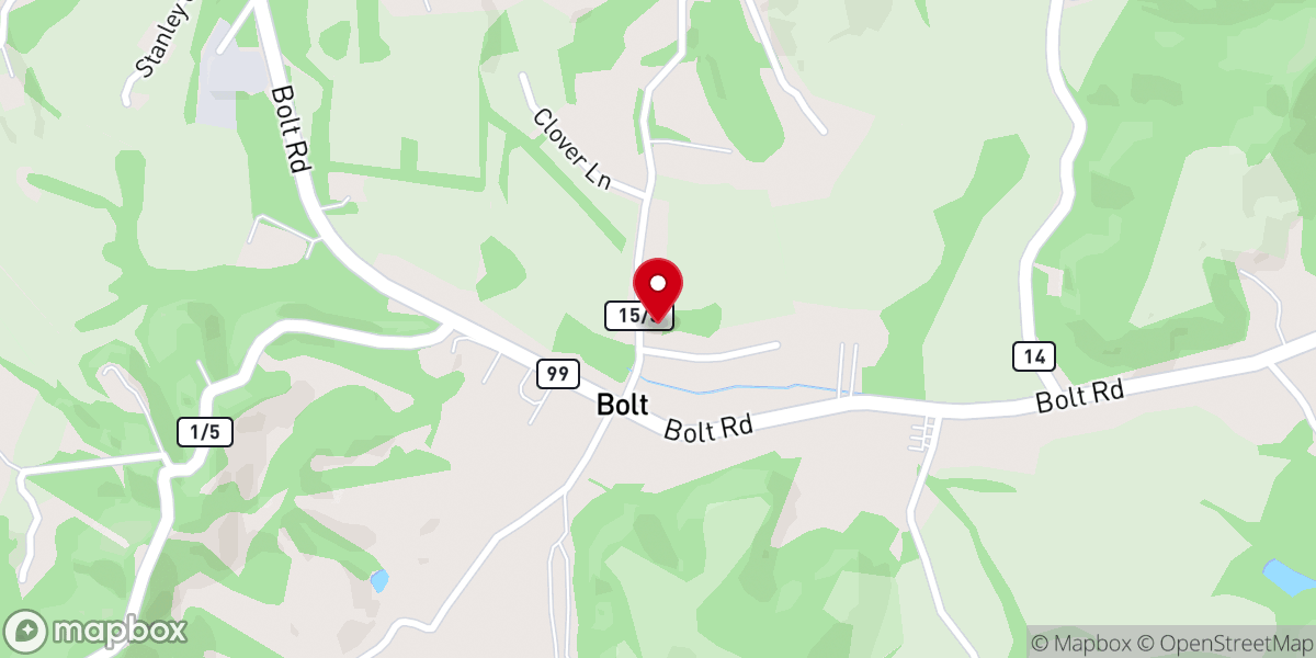 Map showing location of Bolt Fundamental Baptist Church