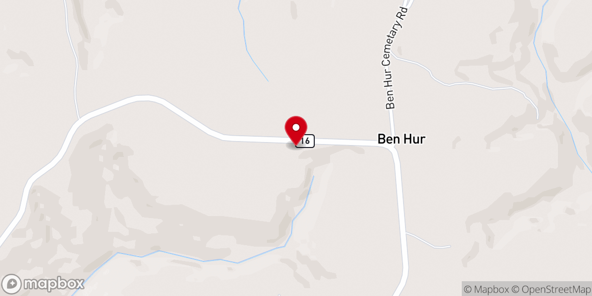 Map showing location of Ben Hur Church