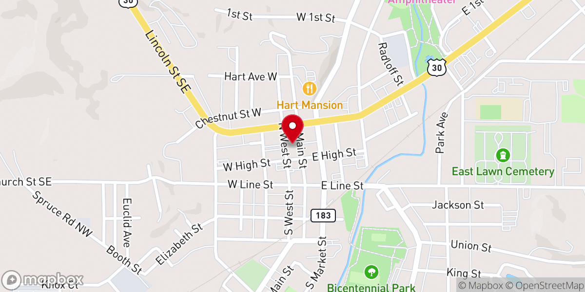 Map showing location of Minerva Methodist Church