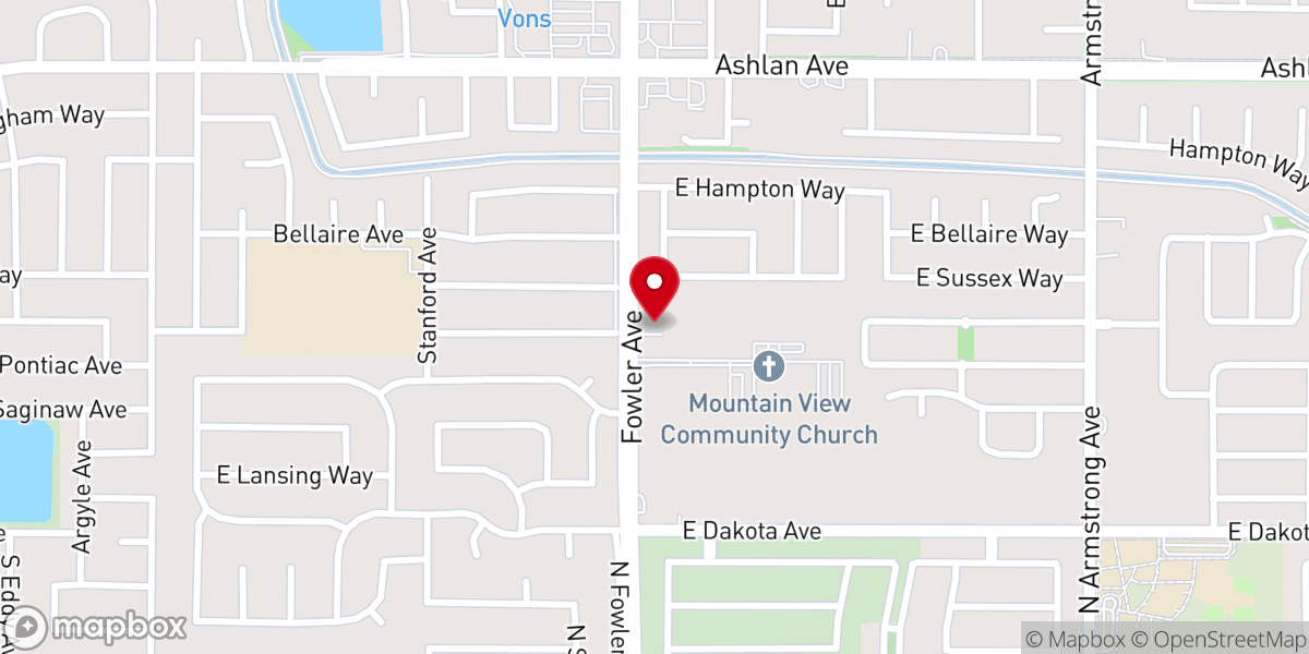 Map showing location of Clovis Christian Center