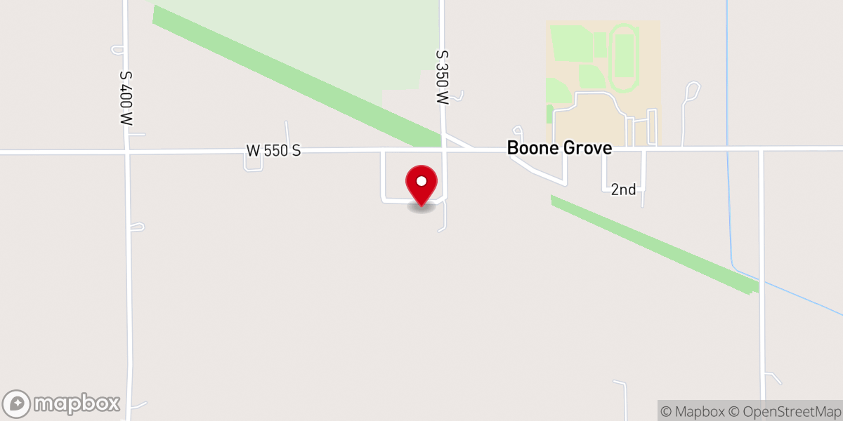 Map showing location of Boone Grove Christian Church