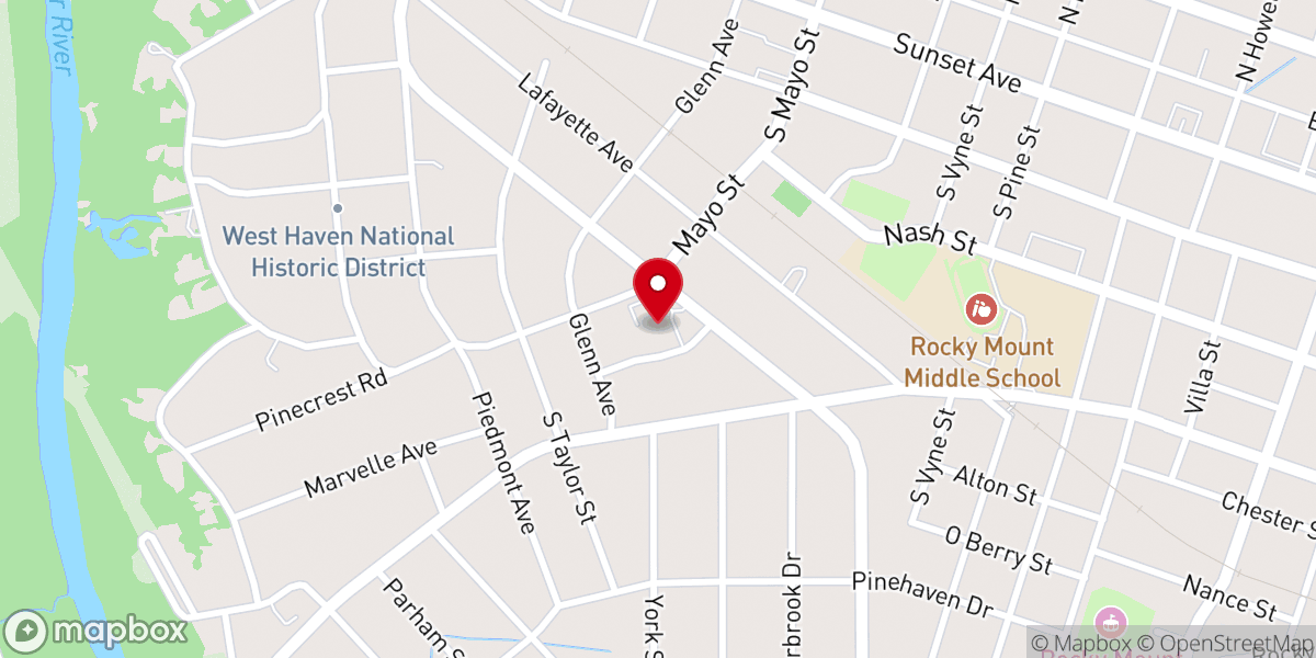 Map showing location of First Christian Church