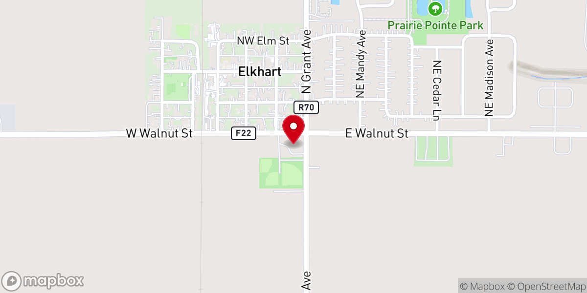 Map showing location of Faith Christian Fellowship of Elkhart, IA