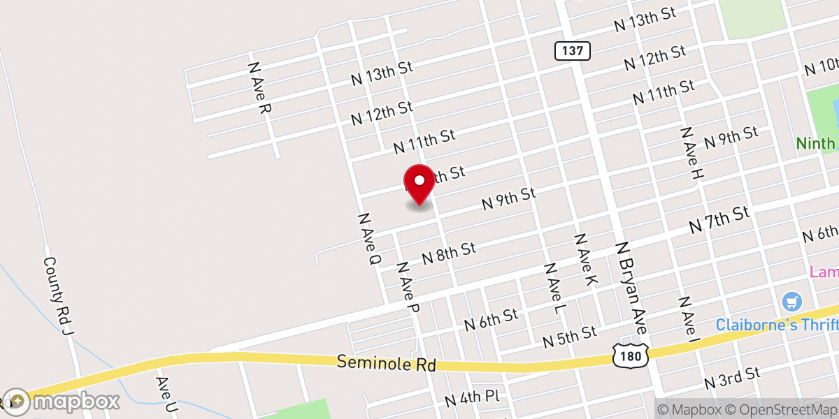 Map showing location of Sunset Baptist Church