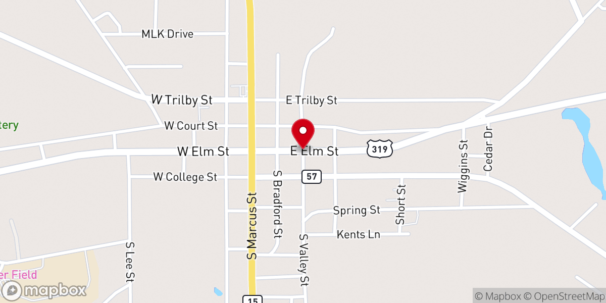 Map showing location of Brown Memorial Baptist Church
