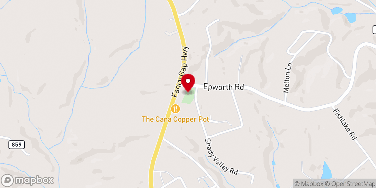 Map showing location of Epworth Church