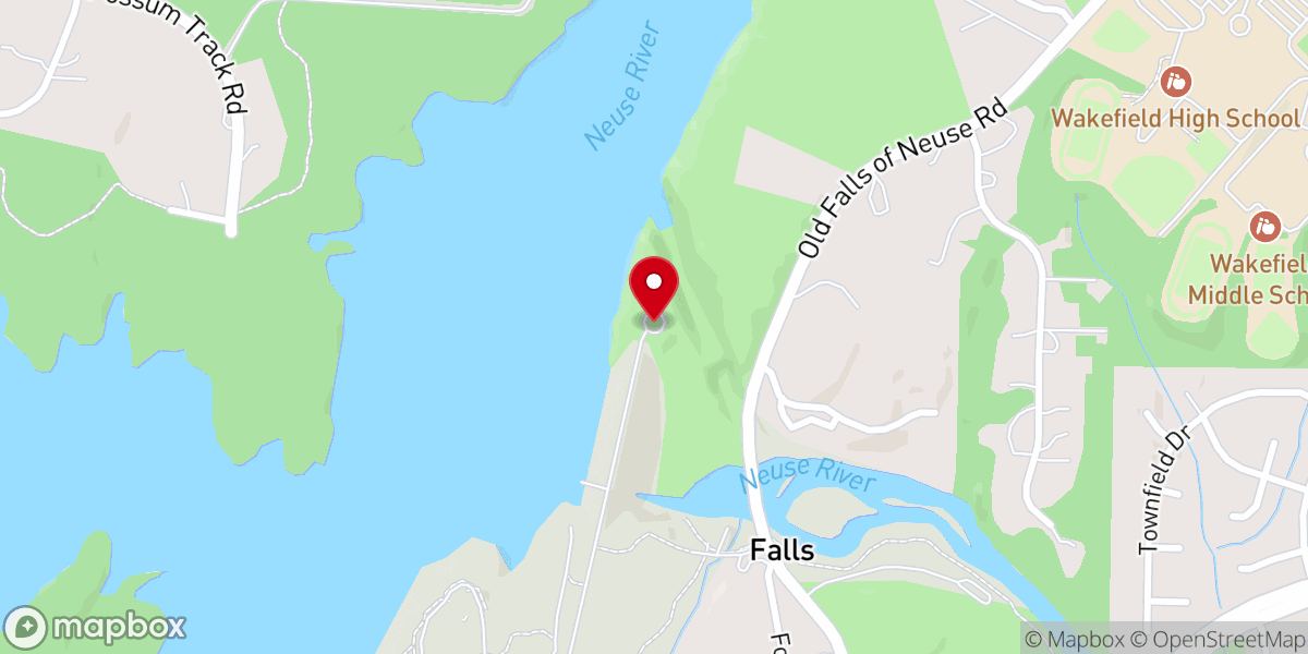 Map showing location of Falls Lake Dam Recreation Area