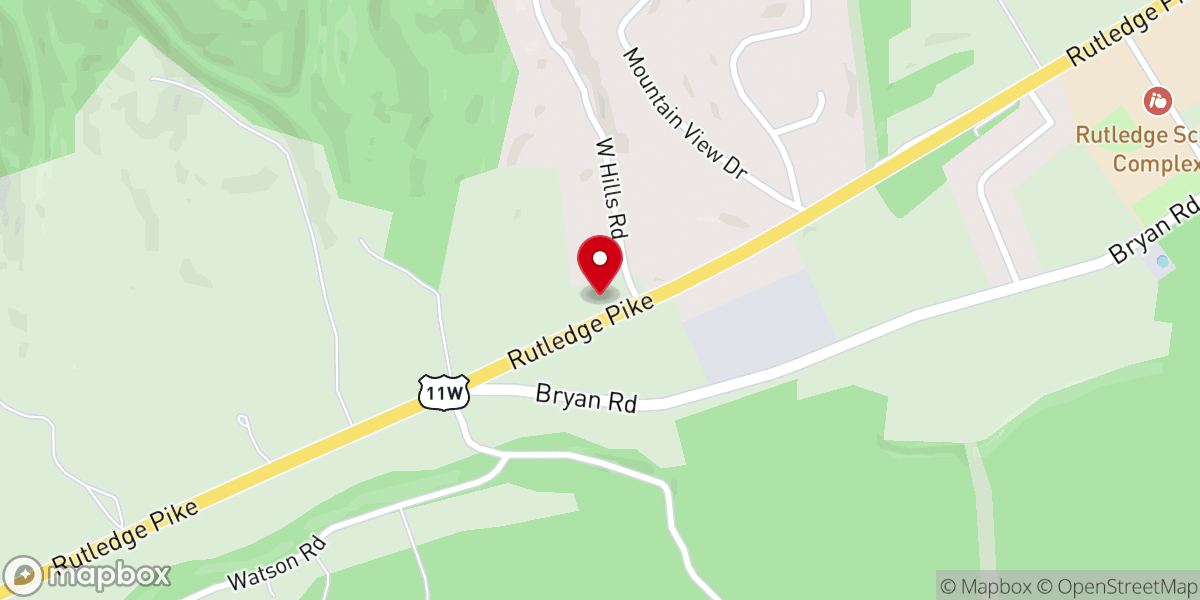 Map showing location of Rutledge Family Church