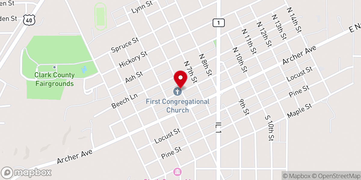 Map showing location of Congregational Church