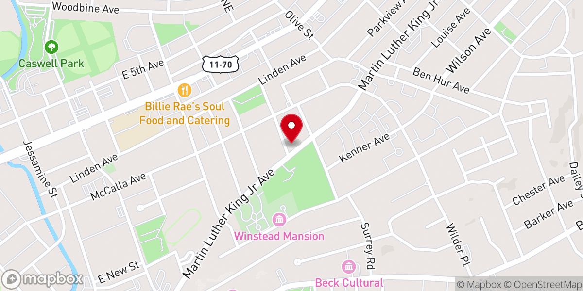 Map showing location of Tabernacle Baptist Church