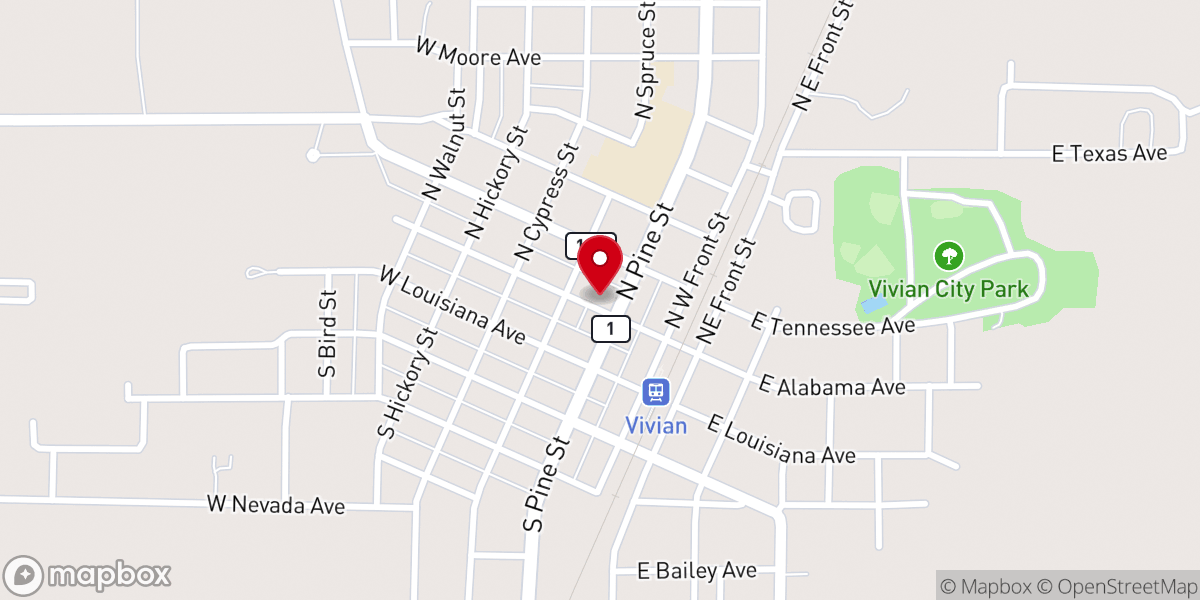 Map showing location of Town of Vivian