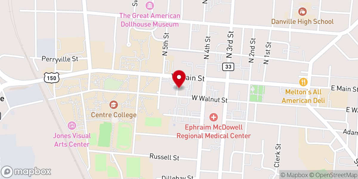 Map showing location of The Loft on Church St.