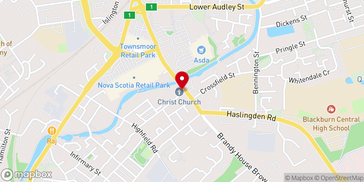Map showing location of Christ Church