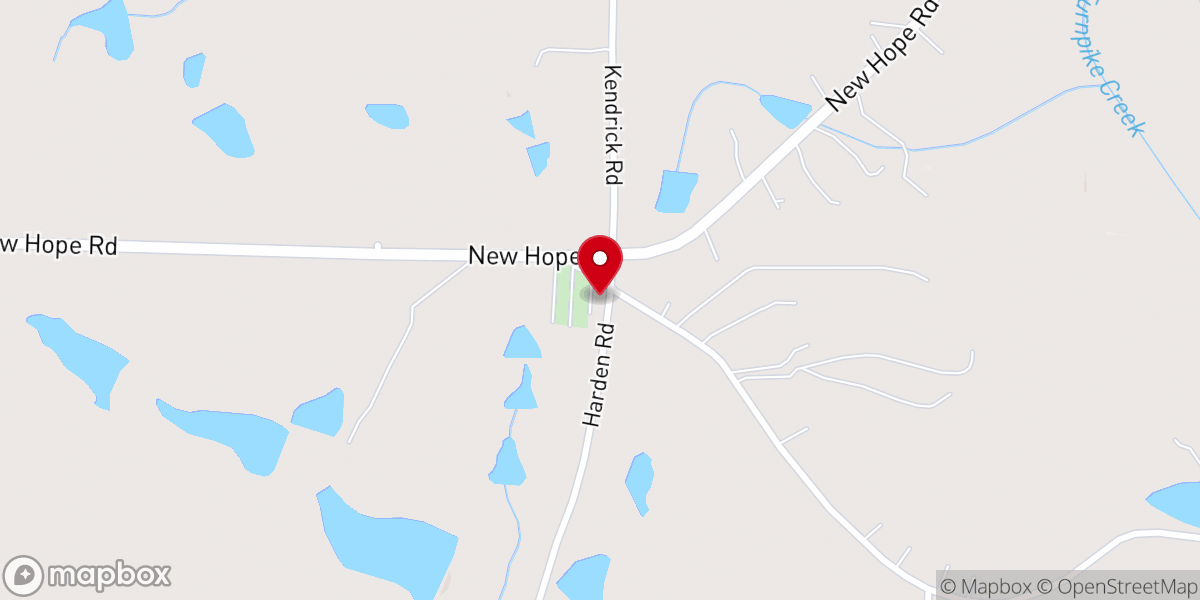 Map showing location of New Hope Baptist Church Zebulon Georgia