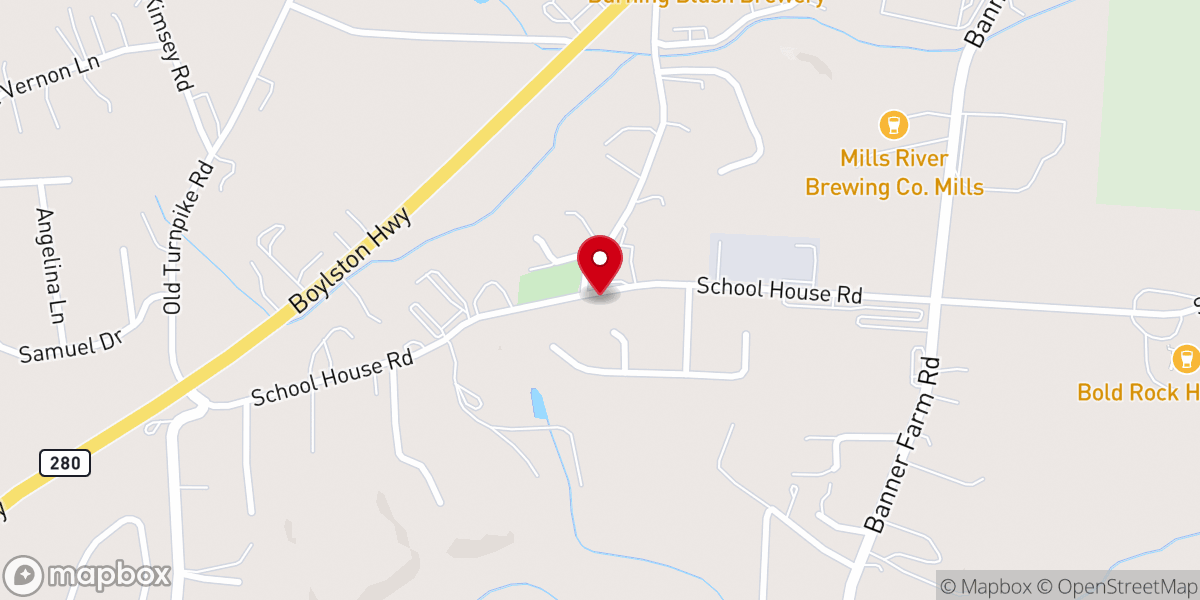 Map showing location of Mills River Community Center
