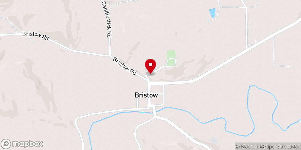Map showing location of Bristow Christian Church
