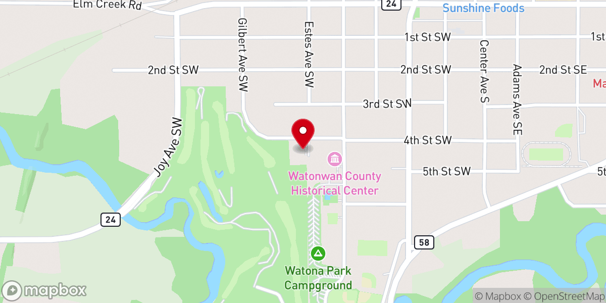Map showing location of Bethel Church Madelia
