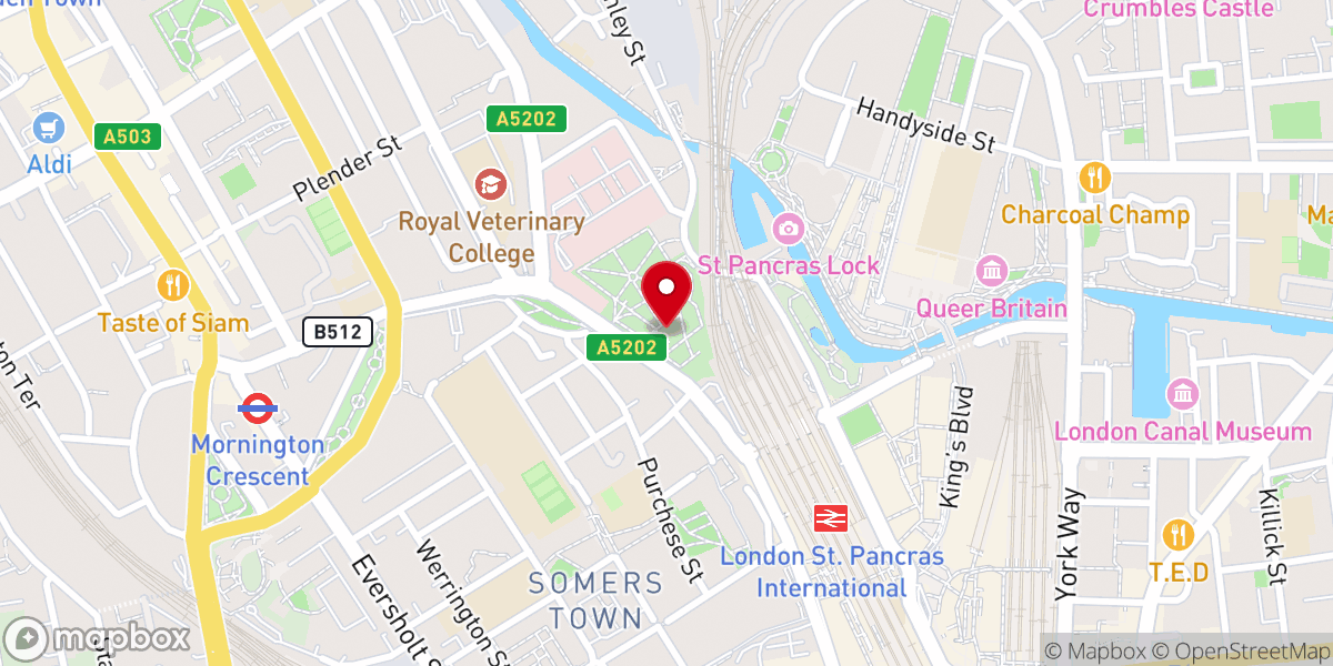 Map showing location of St Pancras Old Church