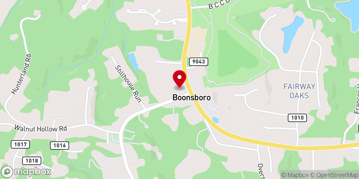 Map showing location of Boonsboro United Methodist Church