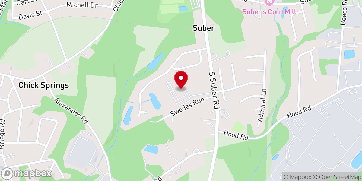 Map showing location of Suber Road Baptist Church