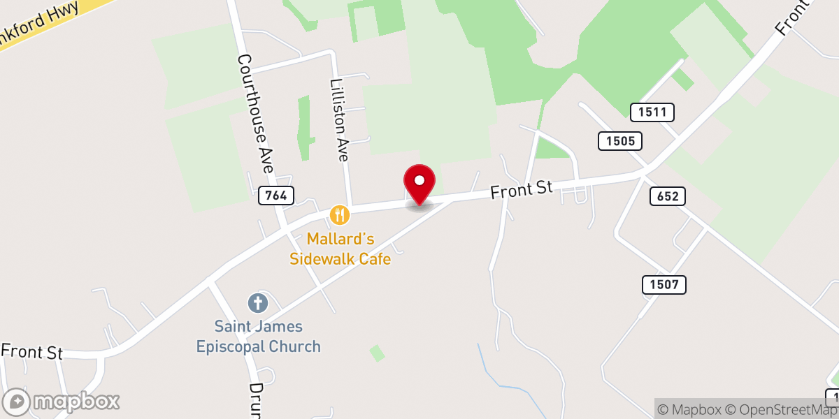 Map showing location of Drummondtown Baptist Church