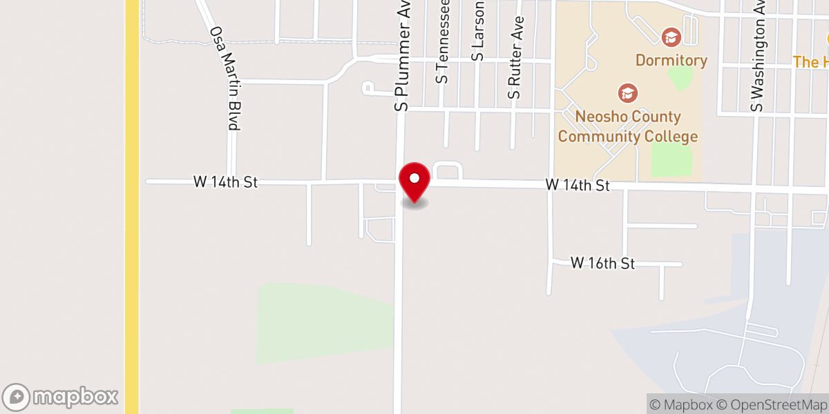 Map showing location of Chanute Nazarene Church