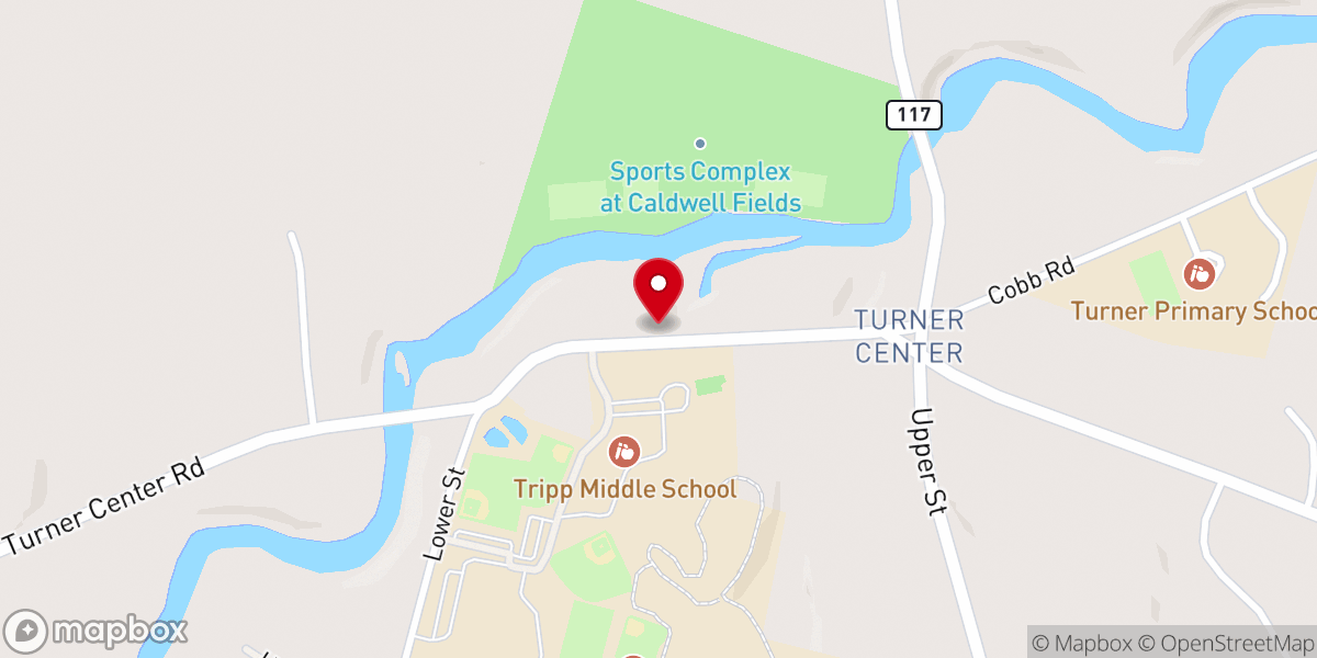 Map showing location of First Universalist Church of Turner Center