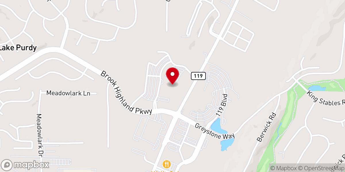 Map showing location of The Church at Brook Hills