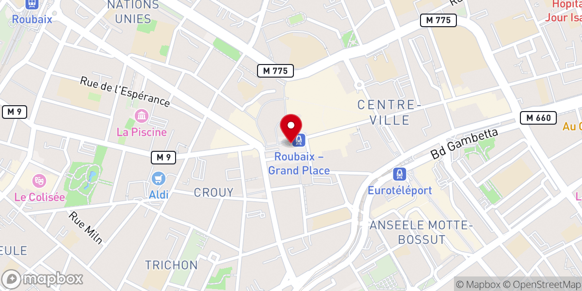 Map showing location of Roubaix Grand Place