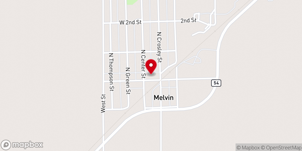 Map showing location of Melvin Village Hall