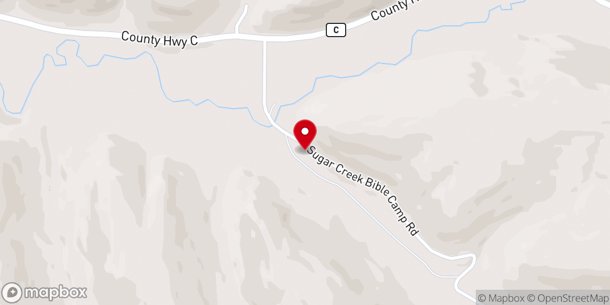 Map showing location of Sugar Creek Bible Camp