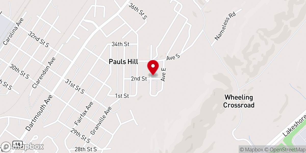 Map showing location of Woodward Chapel AME