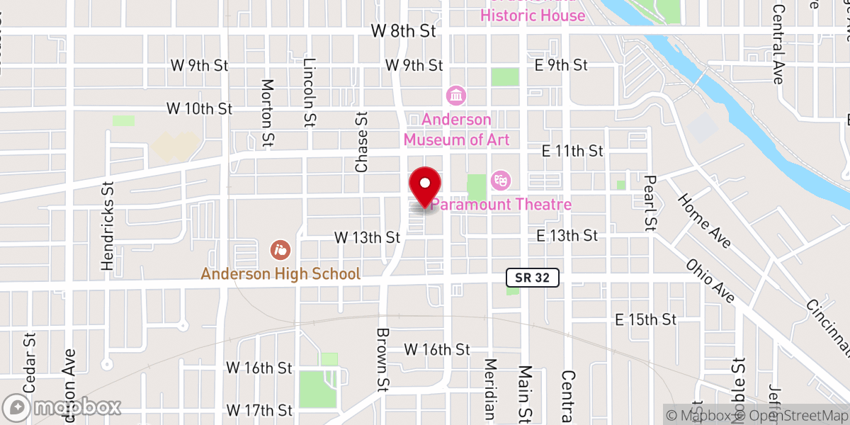 Map showing location of Anderson First United Methodist Church
