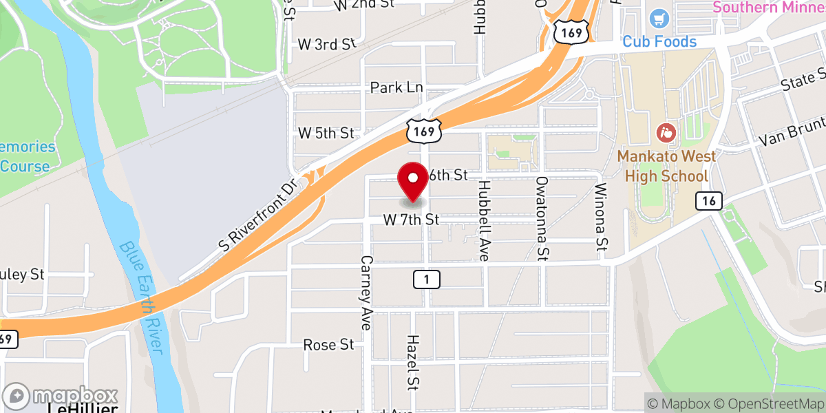 Map showing location of Saint Mark Mankato
