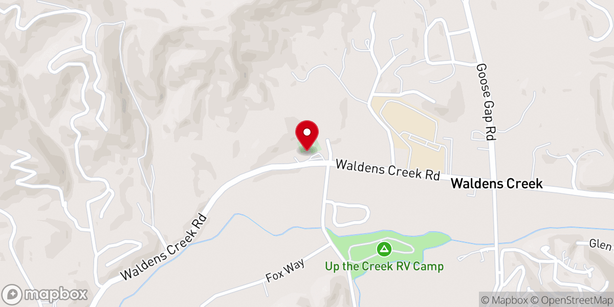 Map showing location of Waldens Creek Methodist Church