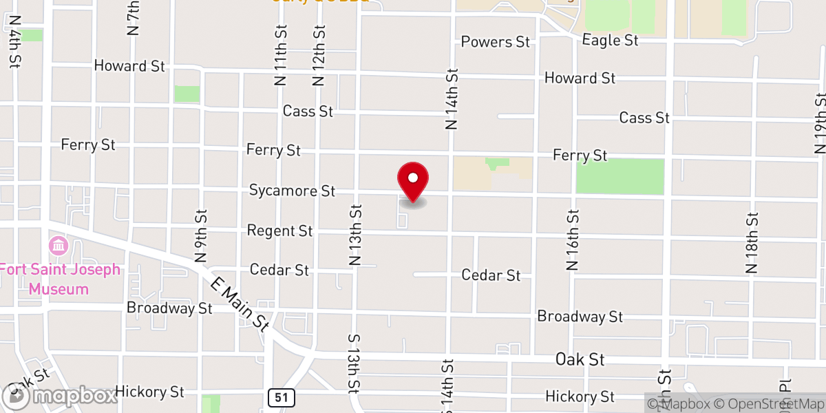 Map showing location of St Paul's Lutheran Church