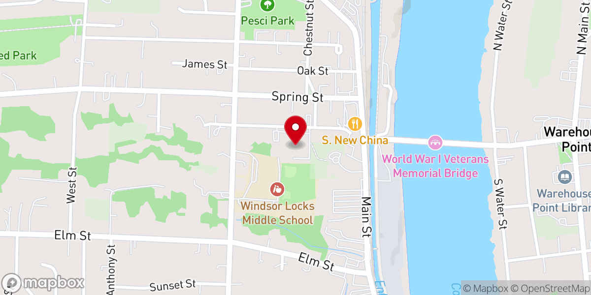 Map showing location of Windsor Locks Social Services