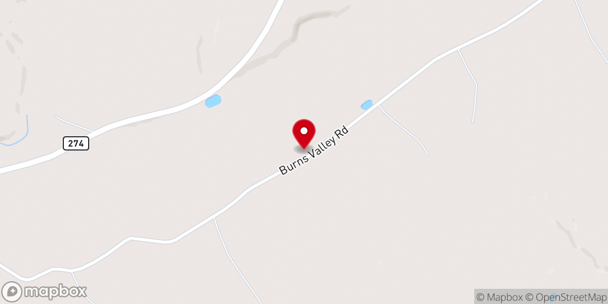 Map showing location of Burns Valley Church