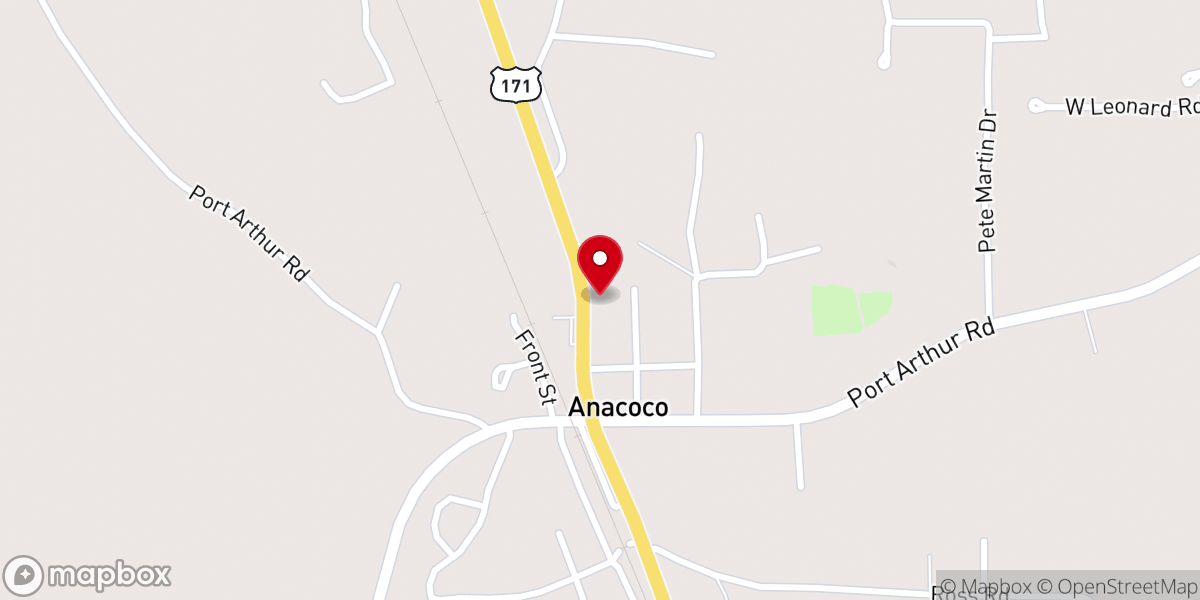 Map showing location of Anacoco United Pentecostal Church