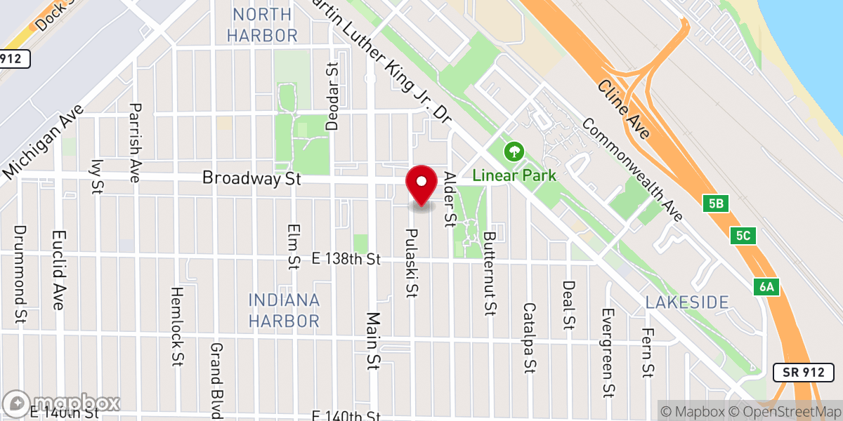 Map showing location of East Chicago Shrine Center