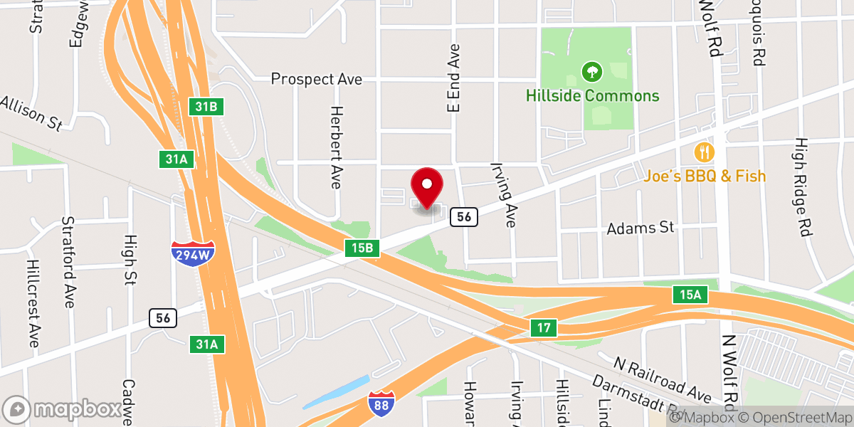 Map showing location of Crossroads Church of Hillside