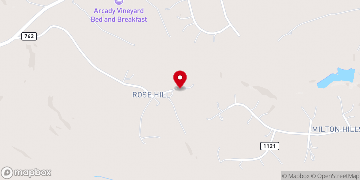 Map showing location of Rosehill Baptist Church