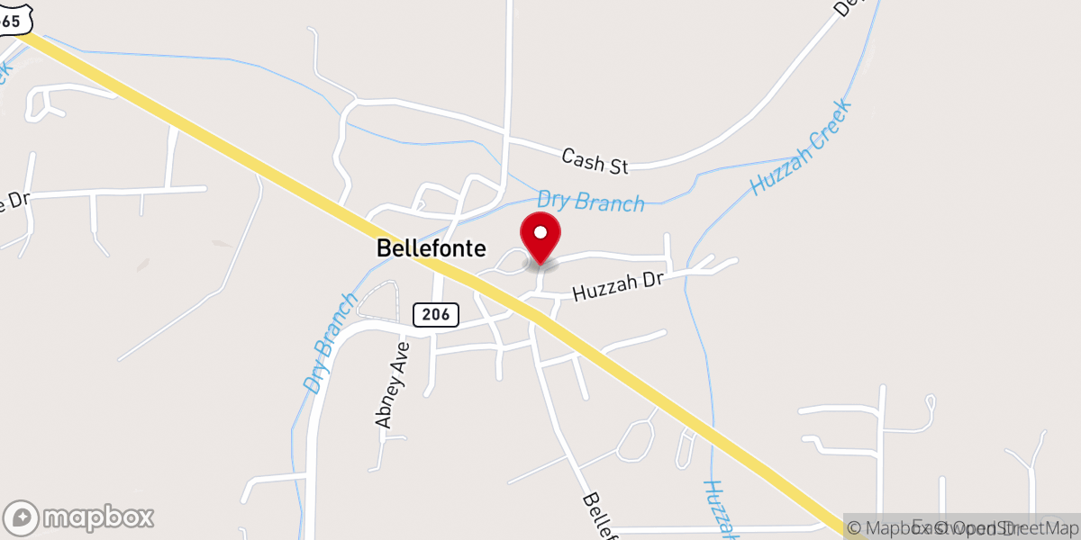 Map showing location of Bellefonte Methodist Church