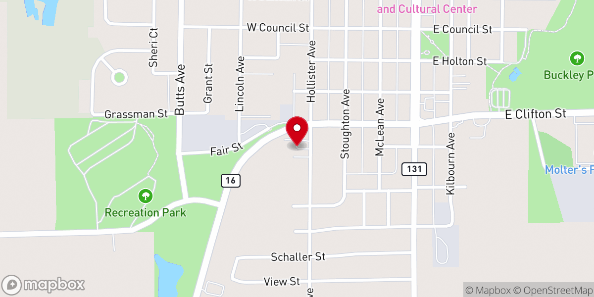 Map showing location of Tomah Baptist Church