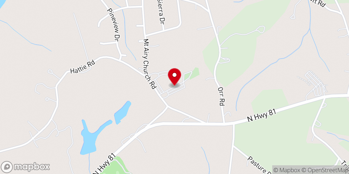 Map showing location of Mt Airy Baptist Church