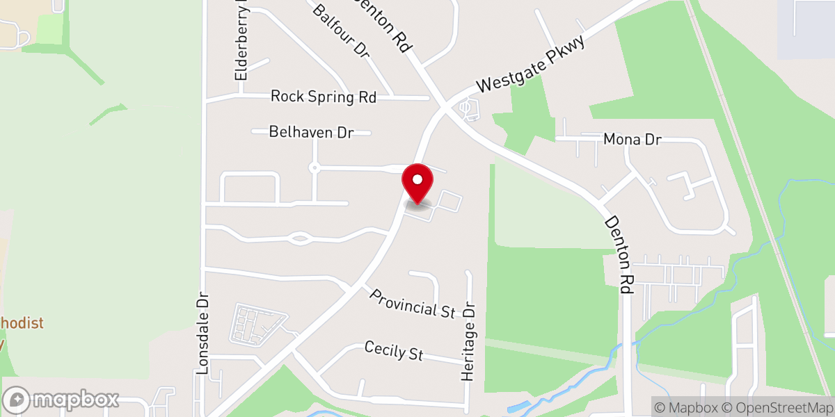 Map showing location of Crossroads Baptist Church