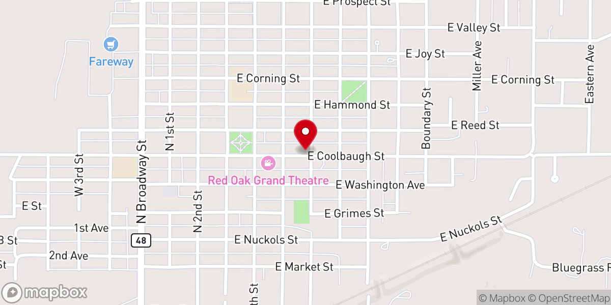 Map showing location of Red Oak Presbyterian Church