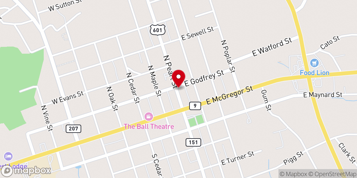 Map showing location of Nicey Grove Baptist Church