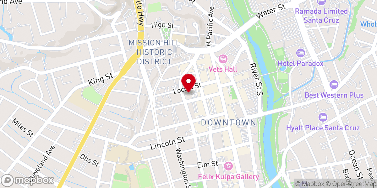 Map showing location of Santa Cruz Public Libraries - Downtown Branch